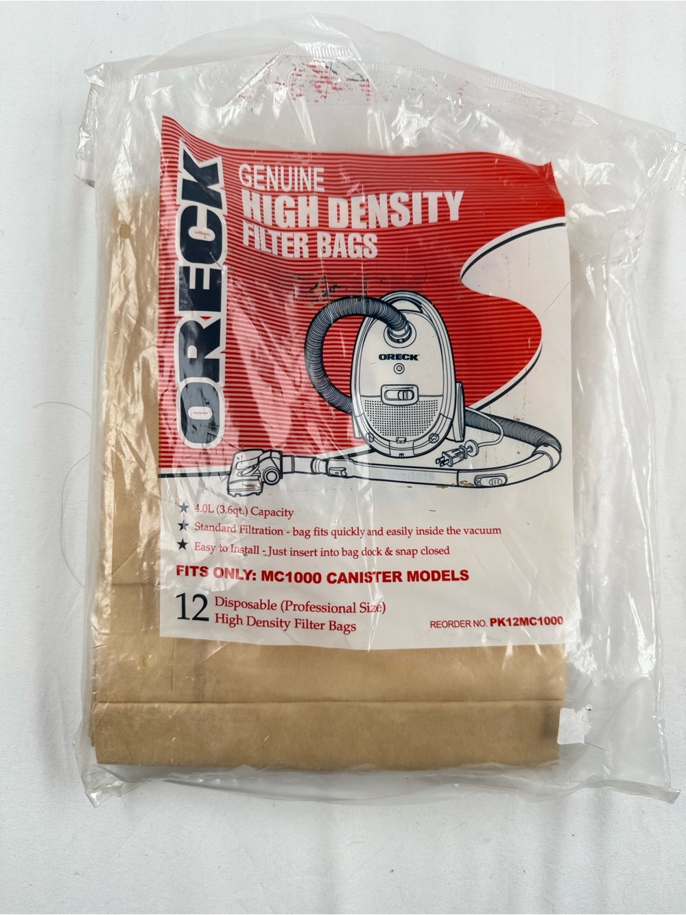 Oreck High Density Disposable Vacuum Filter Bags – Brown (12 Pack)